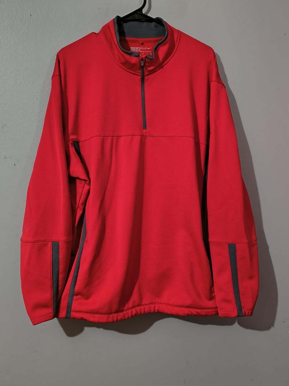 Nike Golf Pullover 1/4 Zip Men's XXL Red Shoulder Swoosh  Fleece Mock Neck